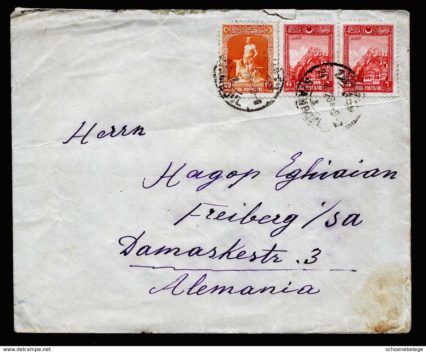 A5535) Türkei Turkey Brief Stamboul 24.10.28 N. Freiberg / Germany - Storia Postale