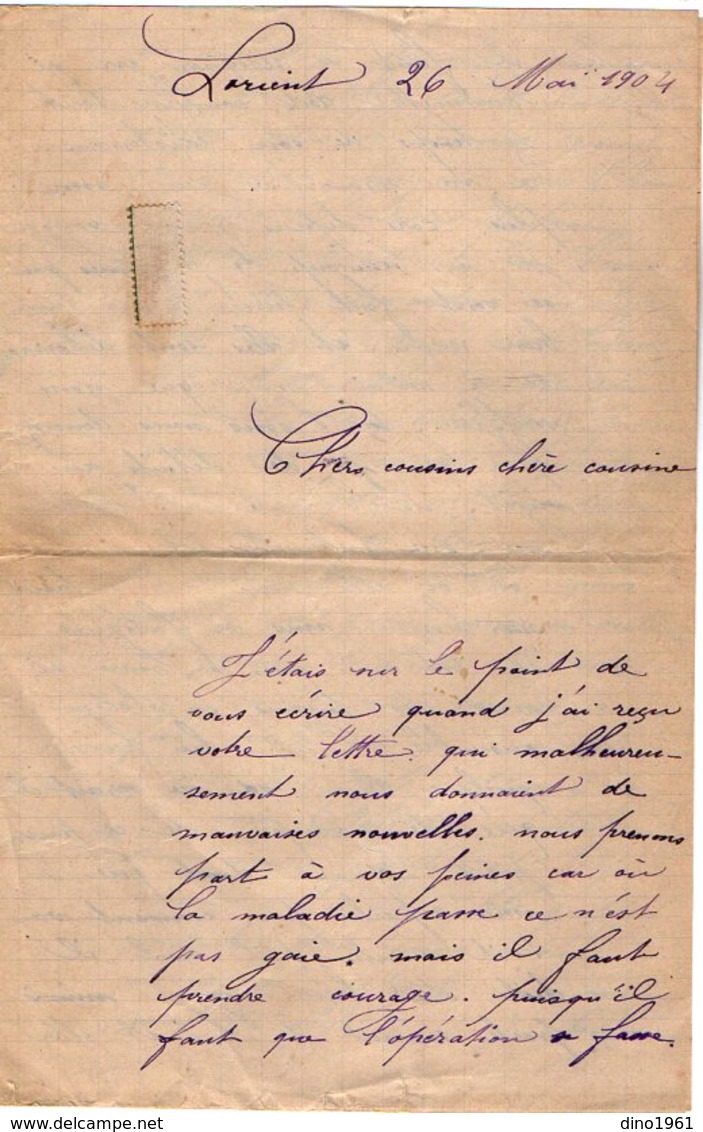 VP12.268 - 1904 - Lettre De Mr PERONNACY ? à LORIENT ( Récit ) - Manuscripts