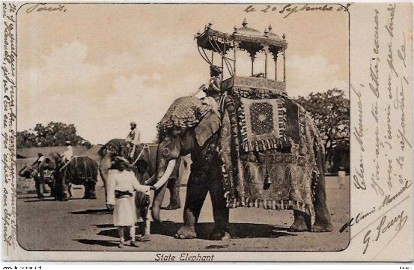 CPA éléphant ELEPHANT écrite Inde India - Éléphants