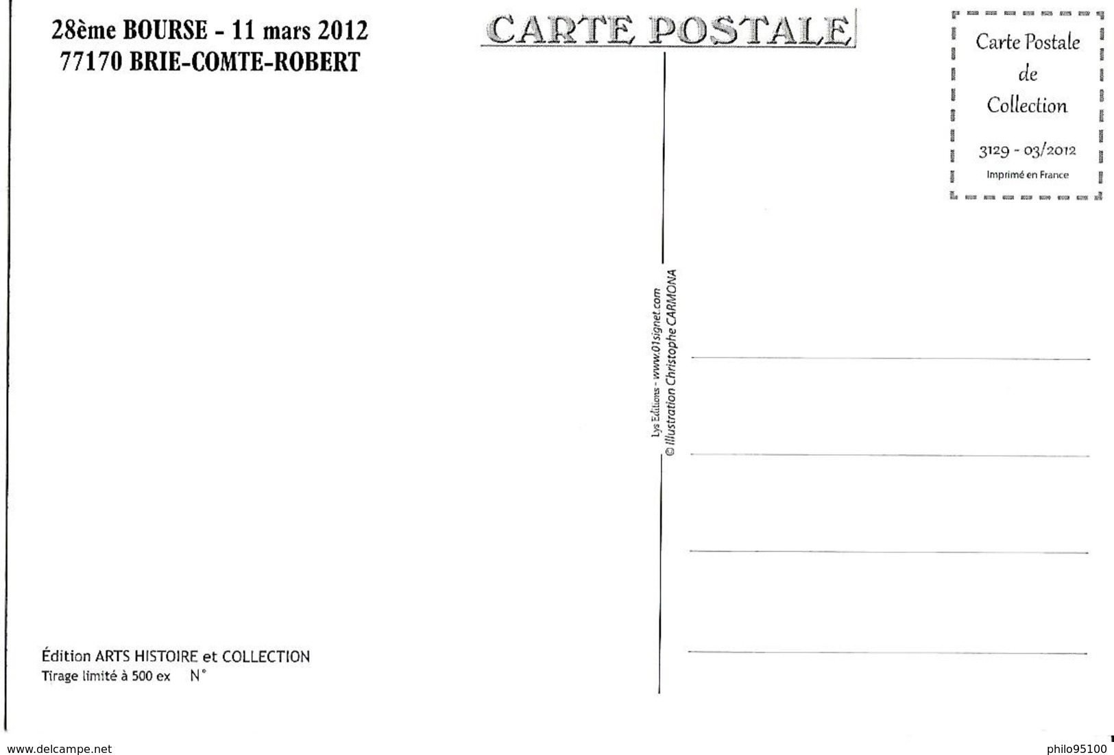 77 Brie-Compe-Robert  - 28°  Bourse Aux Cartes Postales.2012 - Bourses & Salons De Collections