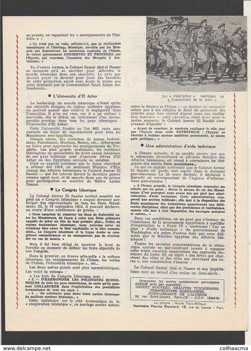 Militaria Politique / Feuillet "Document" De1956 / Col.Nasser  / Alerte à L'Impérialisme Nasserien "Un Nouveau Führer " - Documents Historiques