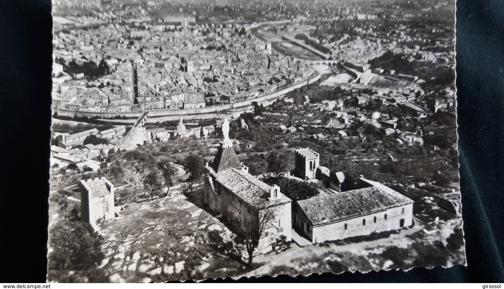 CPSM ALES GARD VUE PANORAMIQUE 1ER PLAN ND DES MINES ET CHAPELLE DE ROCHEBELLE ED LAPIE EN AVION AU DESSUS DE 8 - Alès