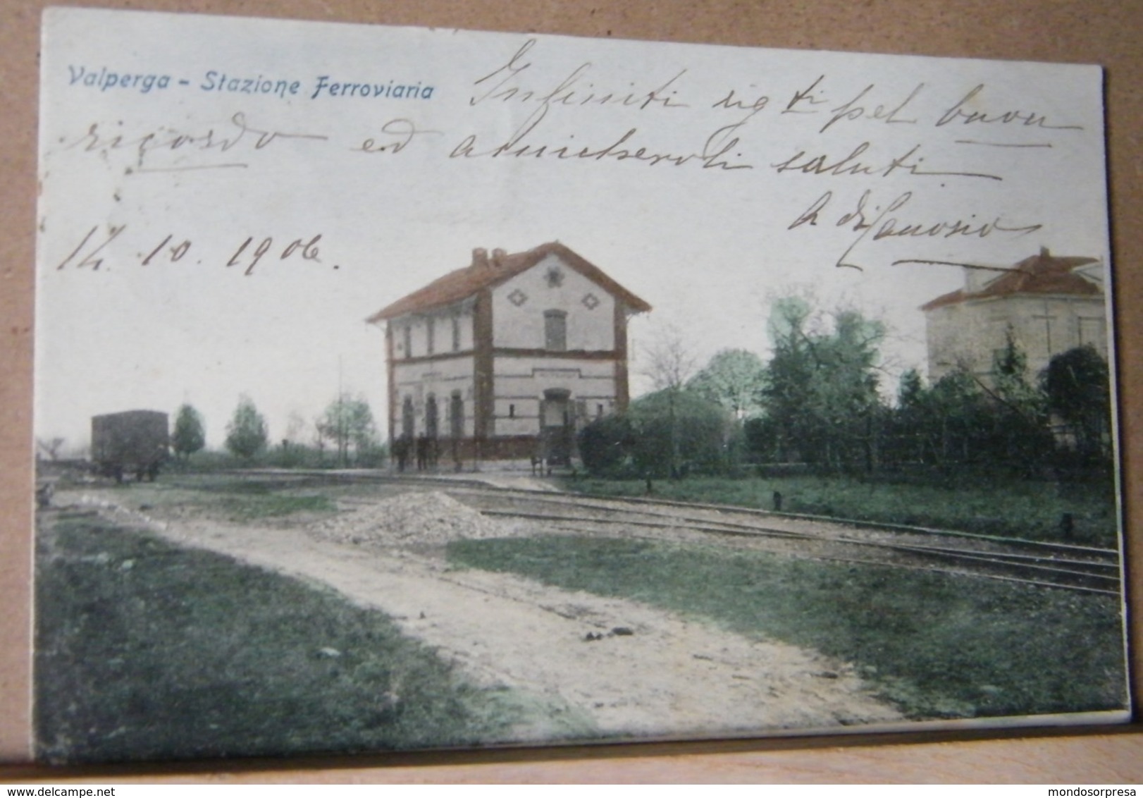 VALPERGA , STAZIONE FERROVIARIA - 1906 VIAGGIATA - Otros & Sin Clasificación