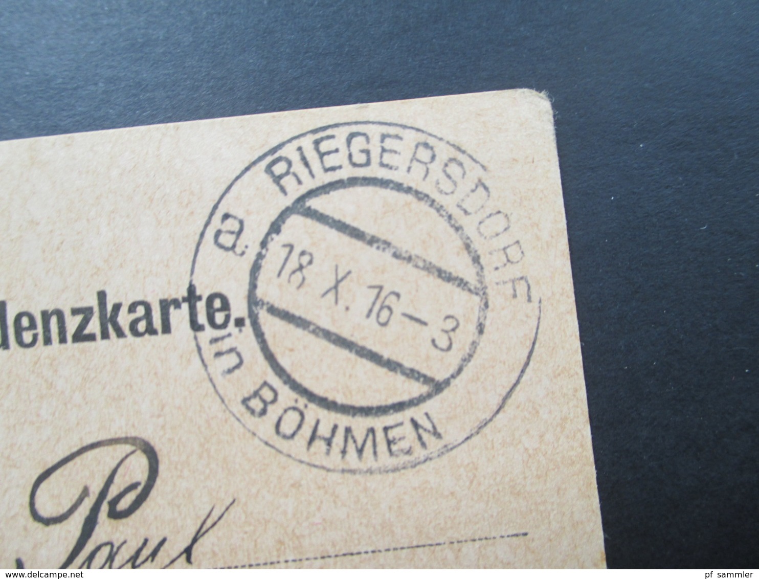 Österreich 1916 Feldpost Korrespondenzkarte. Stempel: Riegersdorf In Böhmen. - Brieven En Documenten