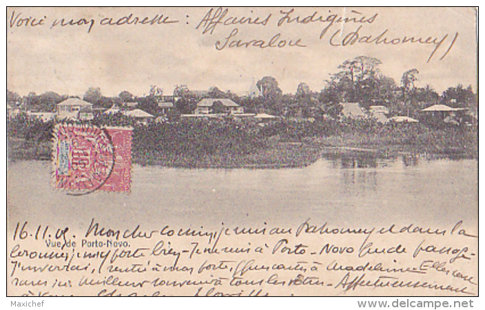 Vue De Porto-Novo - Circ 1905, Cachet Ligne Maritime De Loango à Marseille, LM N° 3 - Dahomey