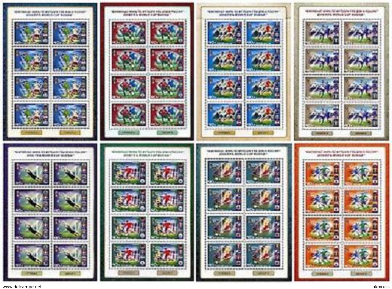 RUSSIA 2018,Complete Series 8 Full Sheets,FIFA World Cup Russia 2018,Participating Teams,XF MNH** - 2018 – Rusia
