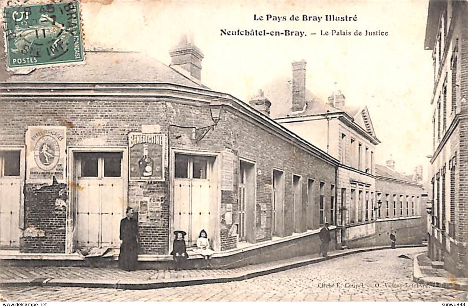 76 - Neufchâtel-en-Bray - Le Palais De Justice (animée, Publicité Benedictine, Bière Française) - Neufchâtel En Bray