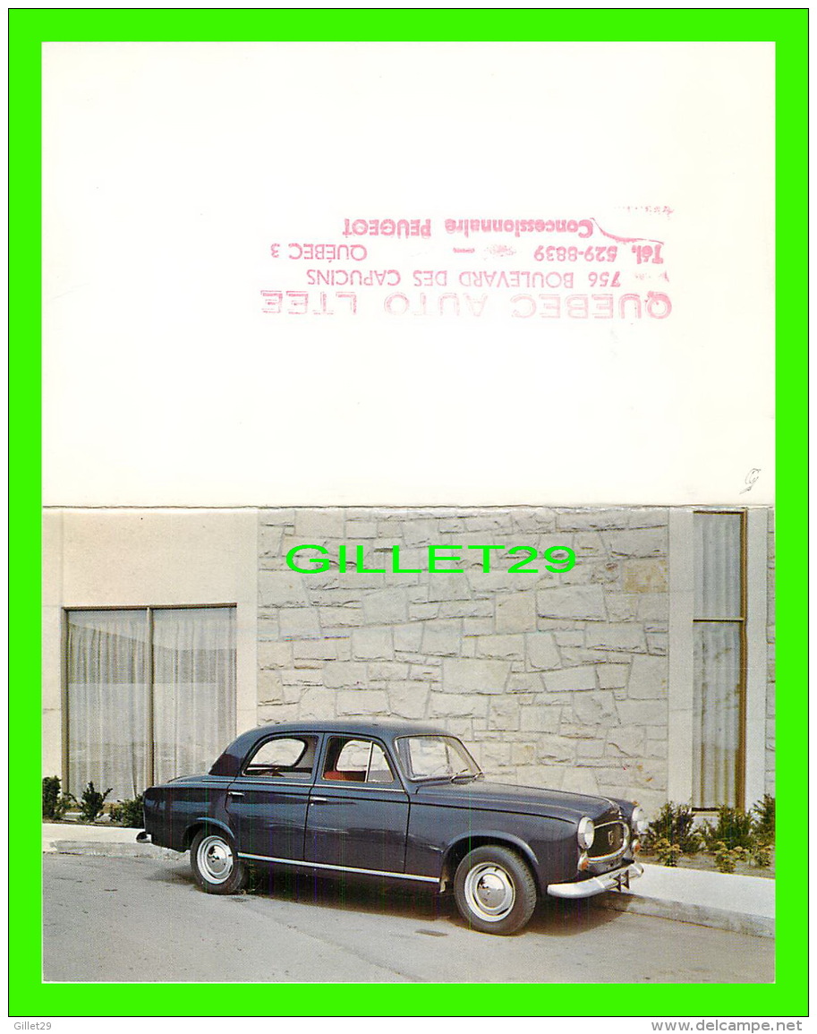 VOITURES DE TOURISME - PEUGEOT  4 PORTES,  403 - DESCRIPTION COMPLÈTE -  QUÉBEC AUTO LTÉE, CONCESSIONNAIRE - - Voitures De Tourisme