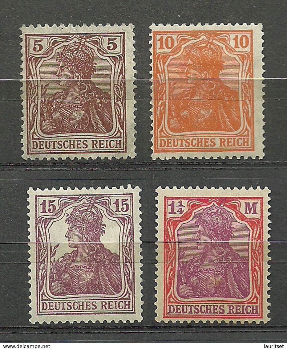 Deutsches Reich Germania 1905-1920, 4 Marken, * - Neufs