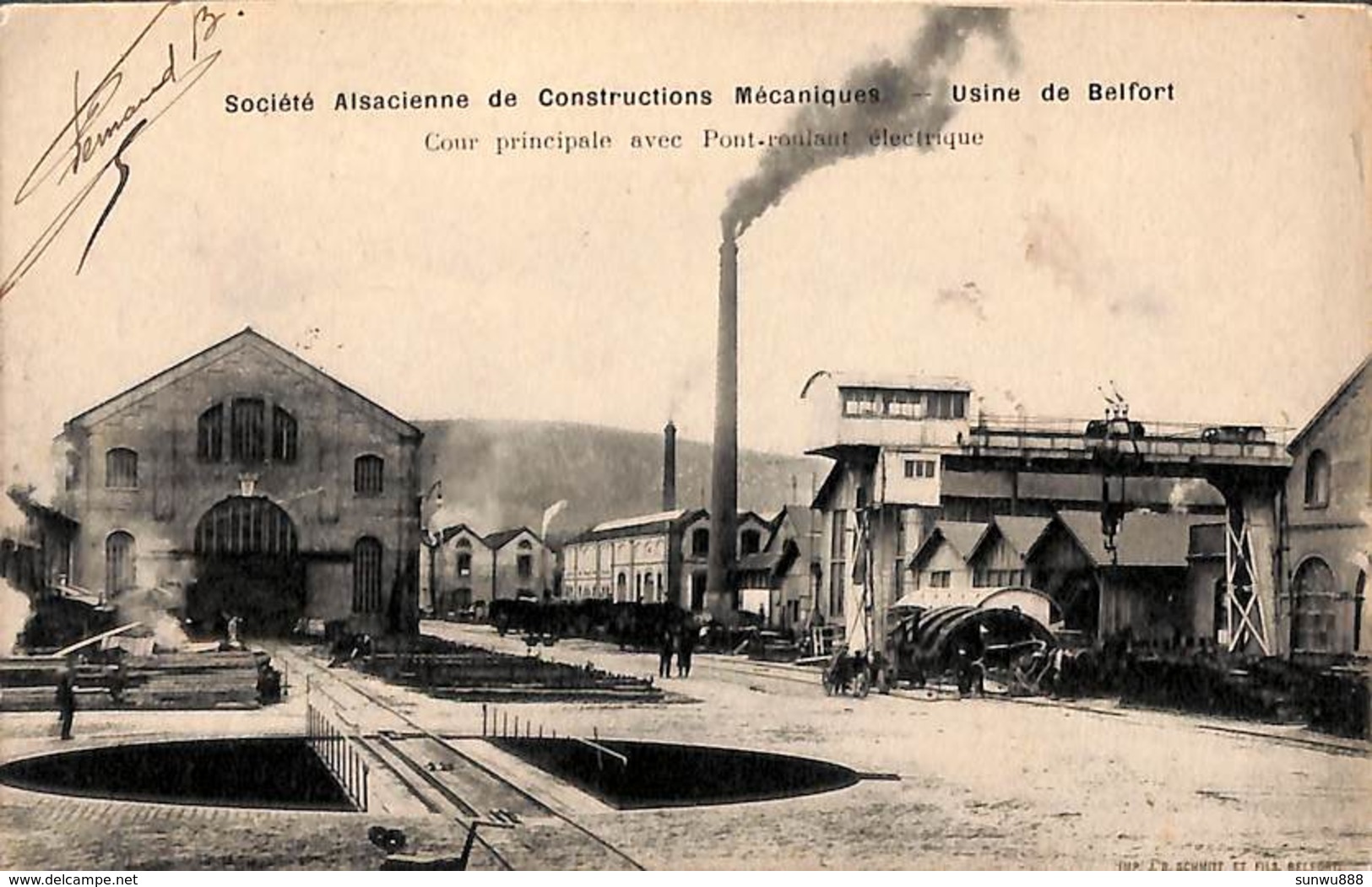90 - Belfort - Cour Principale Avec Pont-roulant électrique (animée, 1911) - Belfort – Siège De Belfort