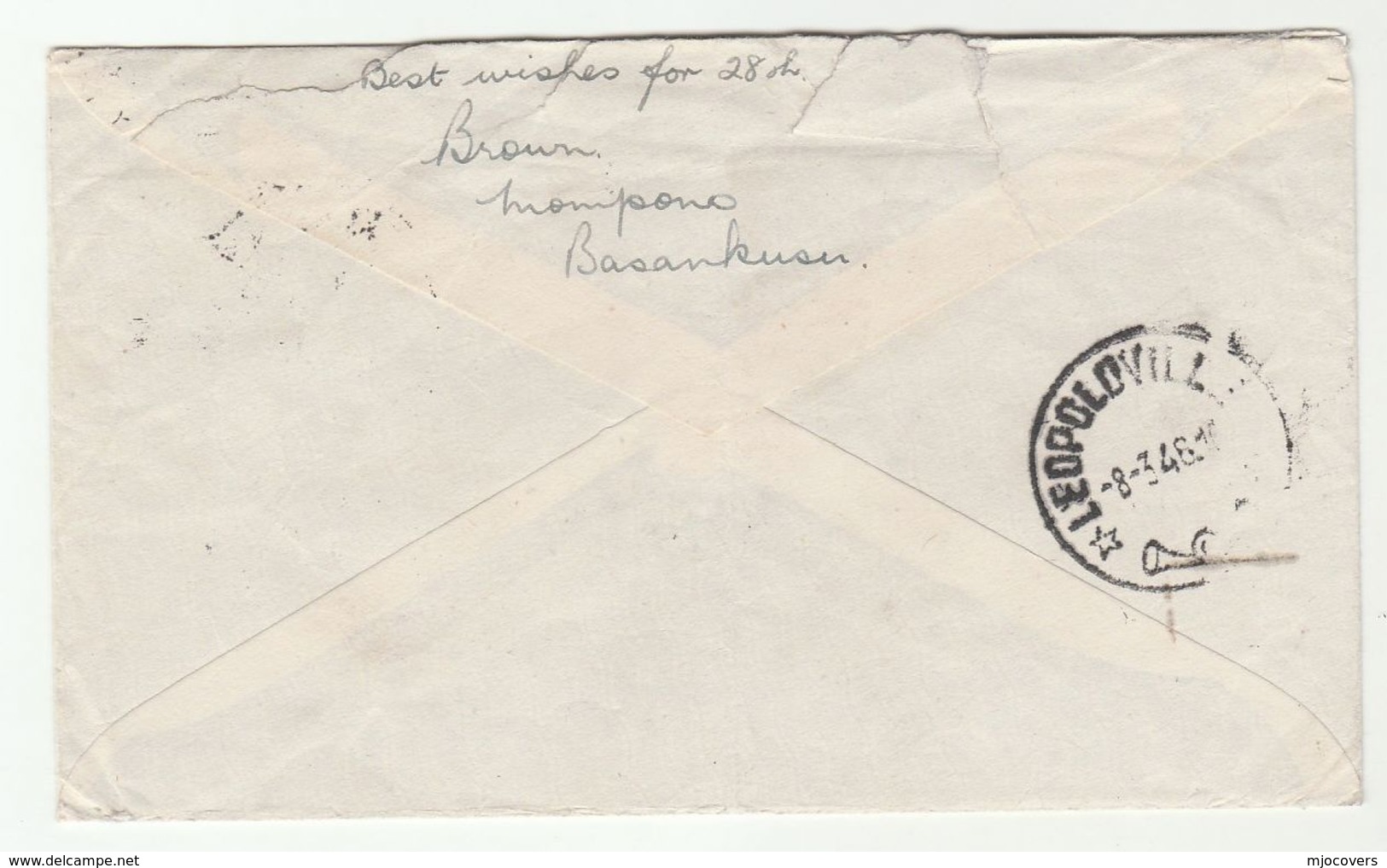 1946 Basankusu BELGIAN CONGO Stamps COVER To GB - Covers & Documents