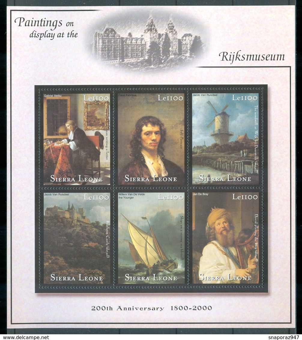 2001 Sierra Leone Rijksmuseum Museum Quadri Paintings MNH** Tra39 - Musei