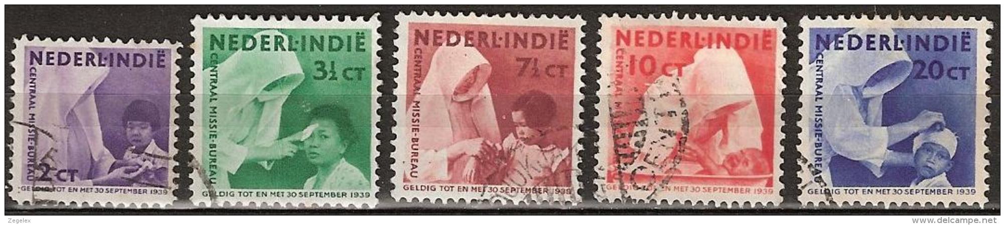 Ned Indie 1938 Missie. NVPH 241-245 Gestempeld/ Cancelled - Nederlands-Indië