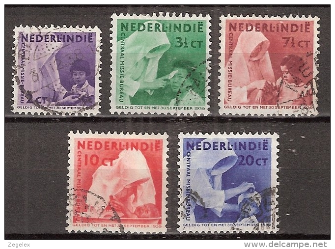 Ned Indie 1938 Missie. NVPH 241-245 Gestempeld/ Cancelled - Nederlands-Indië