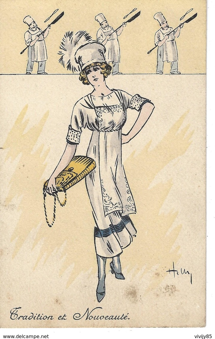 T.Belle Carte Fashion " Tradition Et Nouveauté " - Femme élégante De L'illustrateue HELLI ( Louis Icart ) - Helli