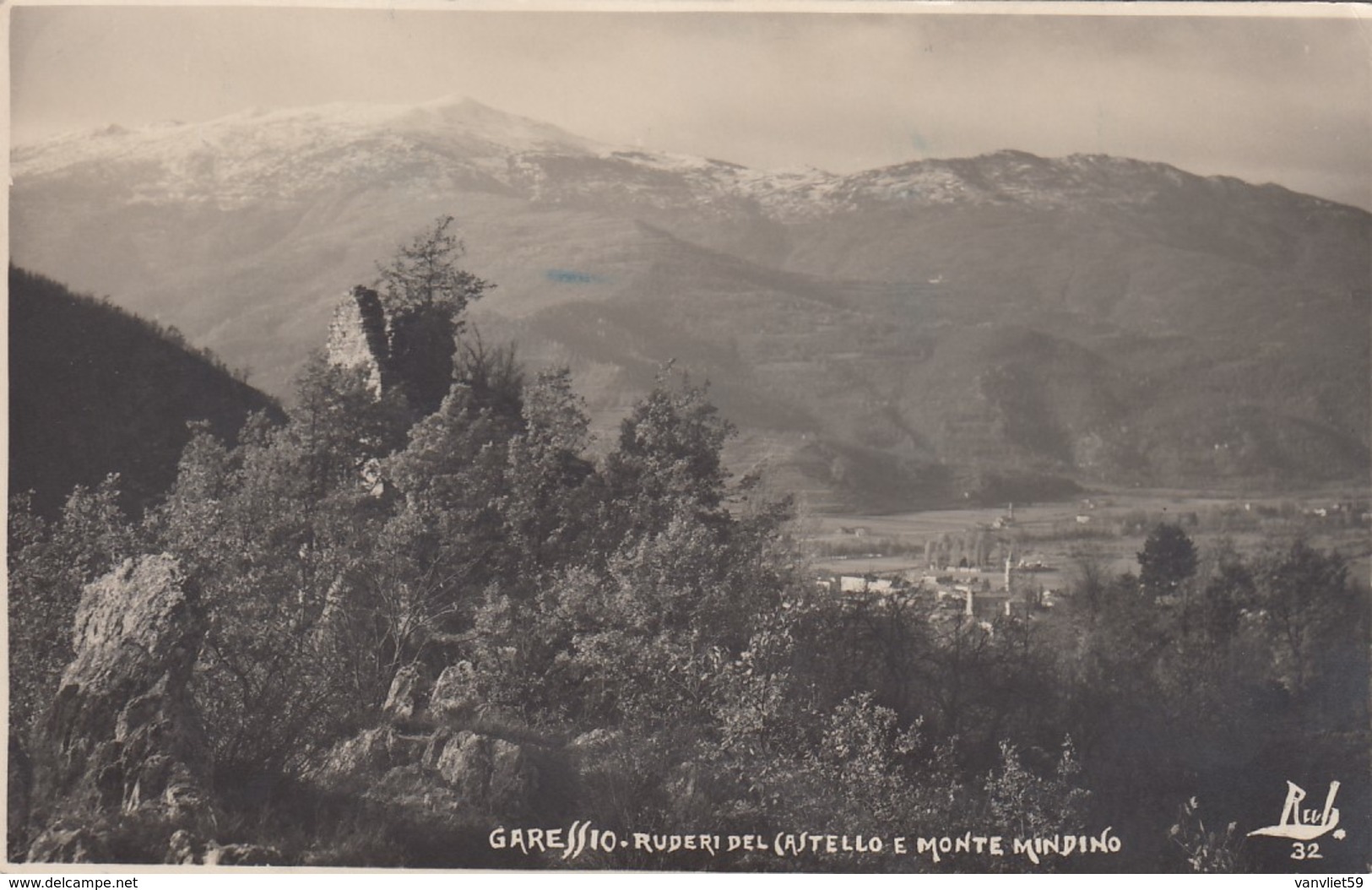 GARESSIO-CUNEO-RUDERI DEL CASTELLO E MONTE MINDINO-CARTOLINA VERA FOTOGRAFIA VIAGGIATA IL 15-7-1933-VEDERE AFFRANCATURA - Cuneo