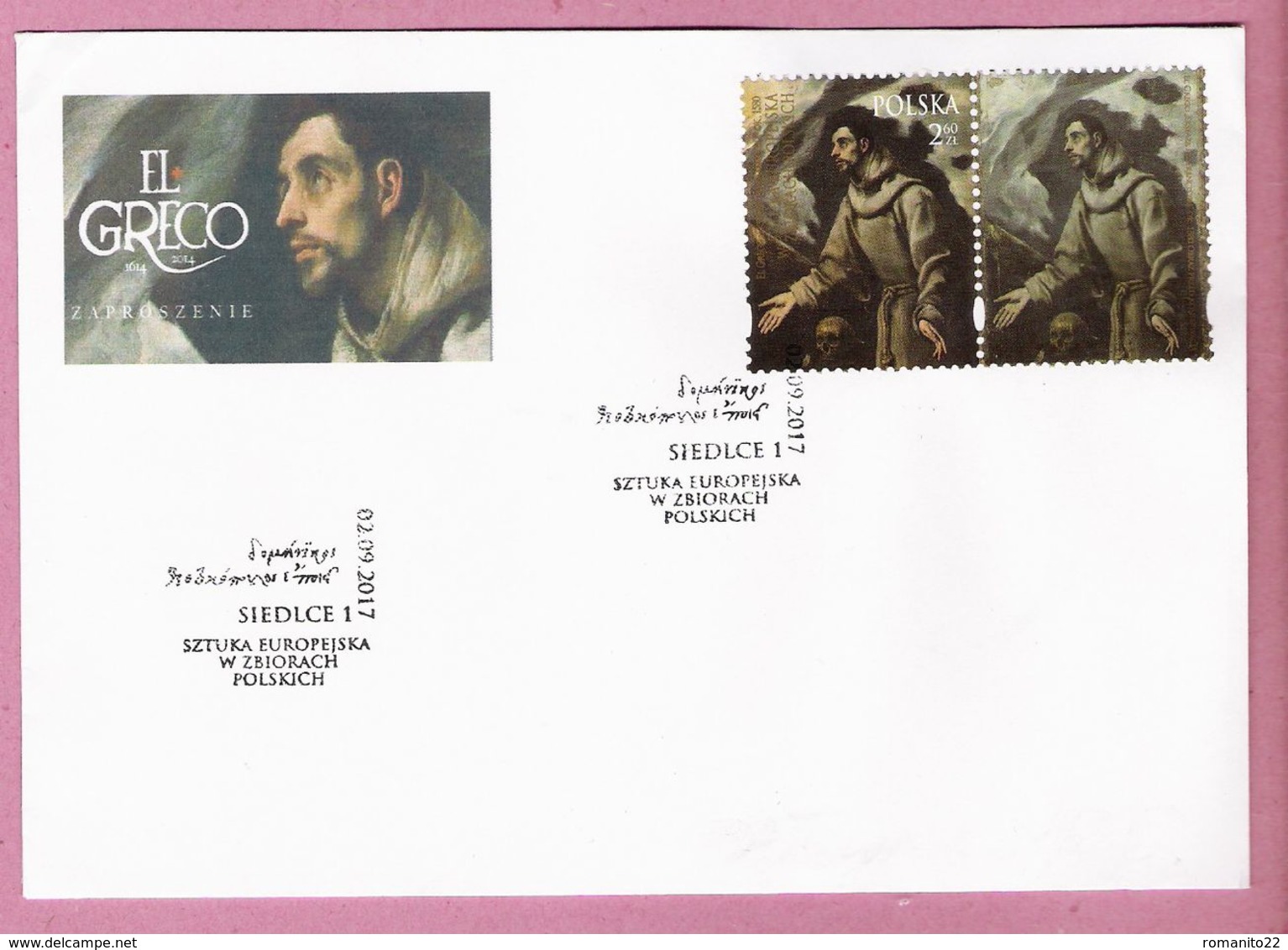 Poland 2017, Cover, Stamp + Label , Painting, Art, El Greco "St. Francis", LIMITED EDITION - Autres & Non Classés