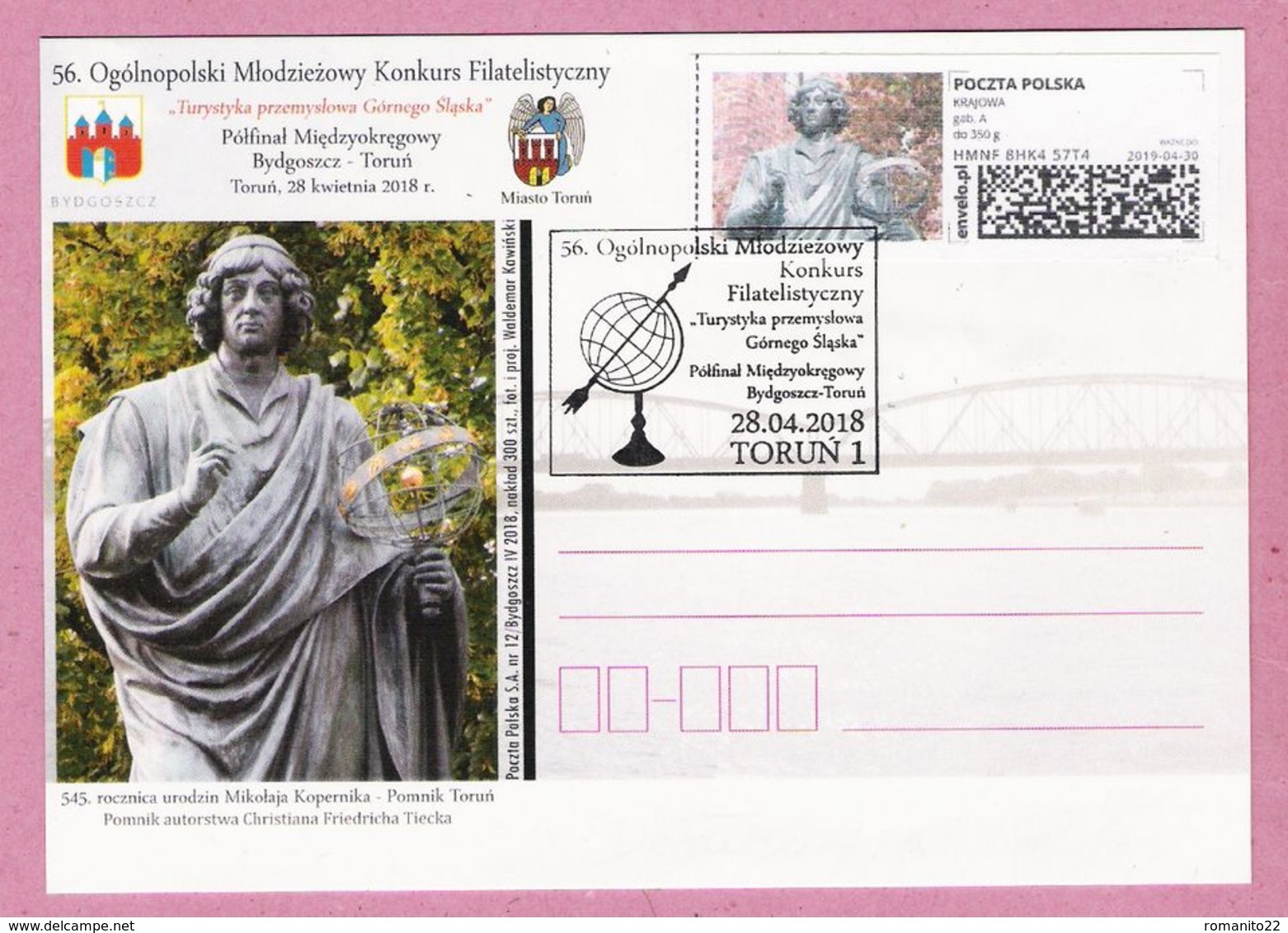 Poland 2018, Postcard, TORUN, Kopernik Copernicus , Astronomy, Copernic, Cosmos, Science, LIMITED EDITION - Astronomie