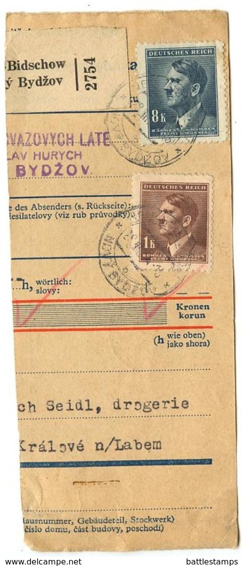 Czechoslovakia Bohemia & Moravia 1944 Parcel Card Nový Bydžov / Neubidschow - Covers & Documents