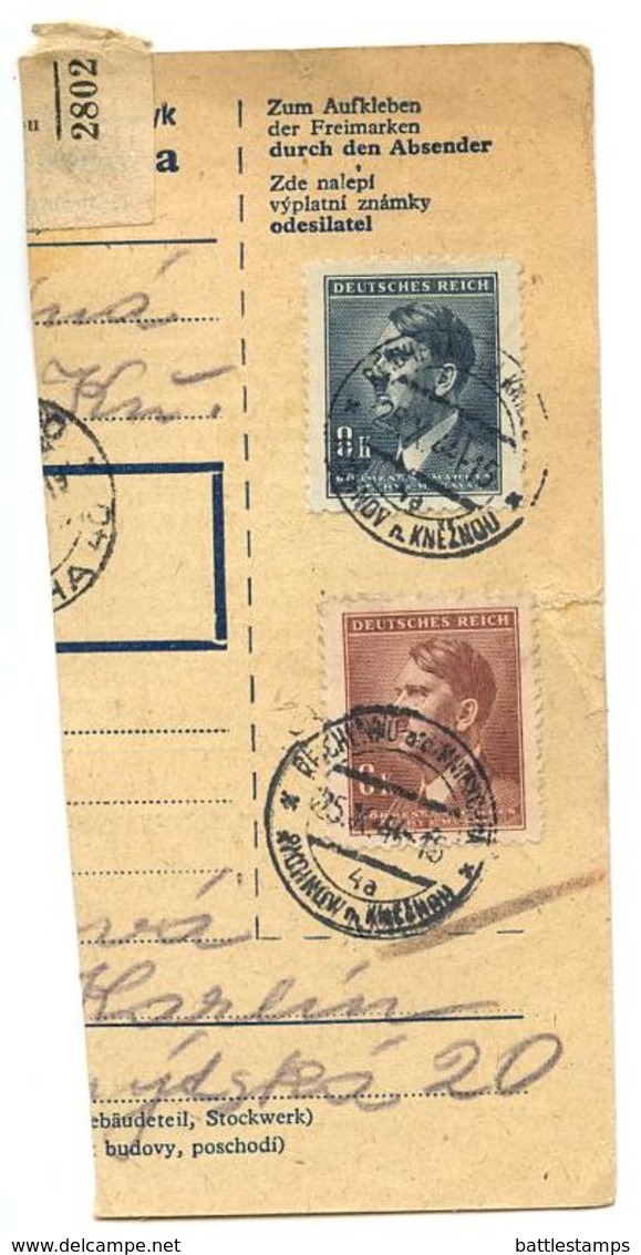 Czechoslovakia Bohemia & Moravia 1944 Parcel Card Rychnov Nad Kněžnou / Reichenau An Der Knieschna - Covers & Documents