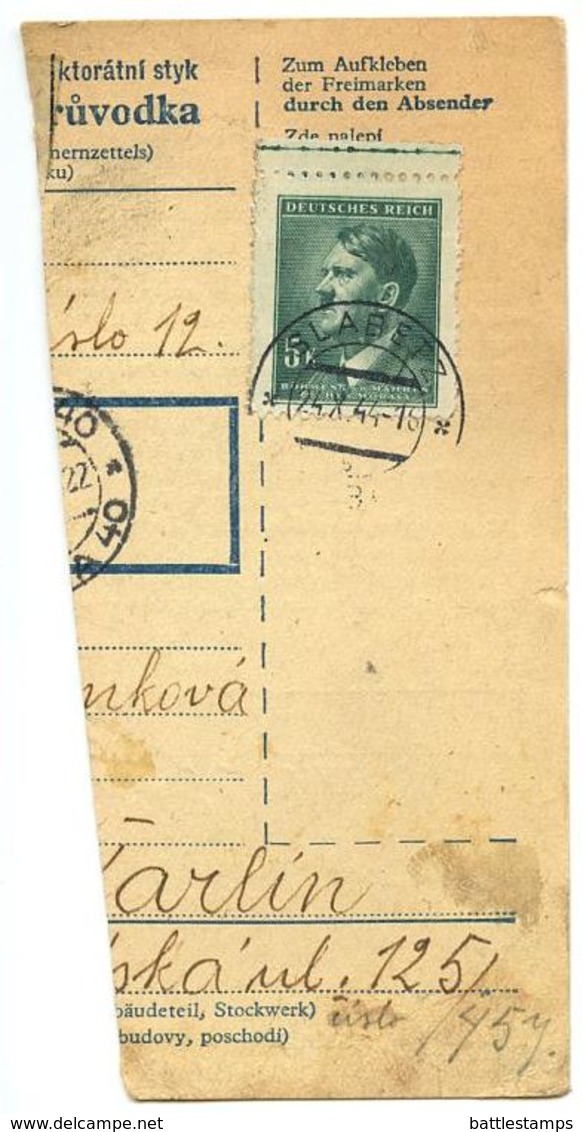 Czechoslovakia Bohemia & Moravia 1944 Parcel Card Slabce / Slabetz, Scott 77 - Covers & Documents