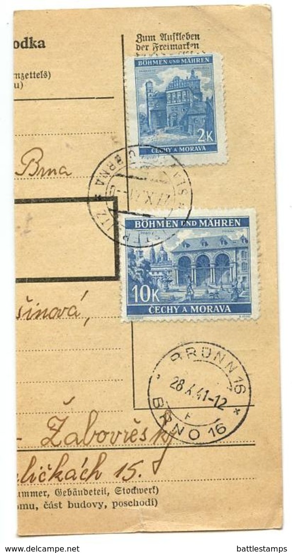 Czechoslovakia Bohemia & Moravia 1941 Parcel Card Slavkov U Brna / Austerlitz - Covers & Documents