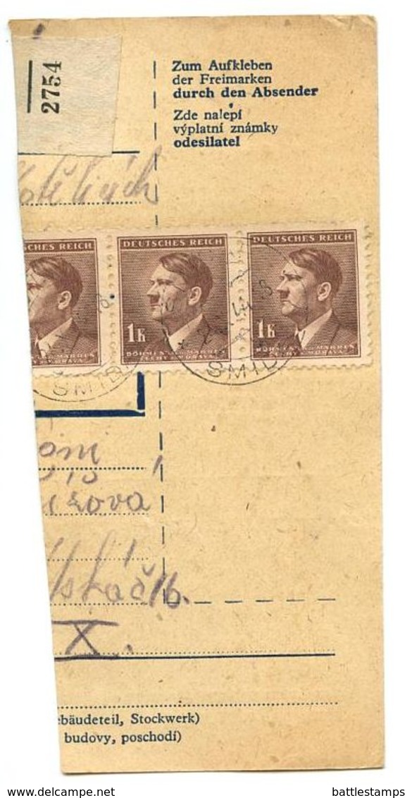Czechoslovakia Bohemia & Moravia 1944 Parcel Card Smidary / Smidar, Scott 68 - Covers & Documents
