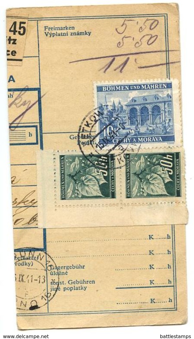 Czechoslovakia Bohemia & Moravia 1941 Parcel Card Cetkovice / Zetkowitz - Covers & Documents