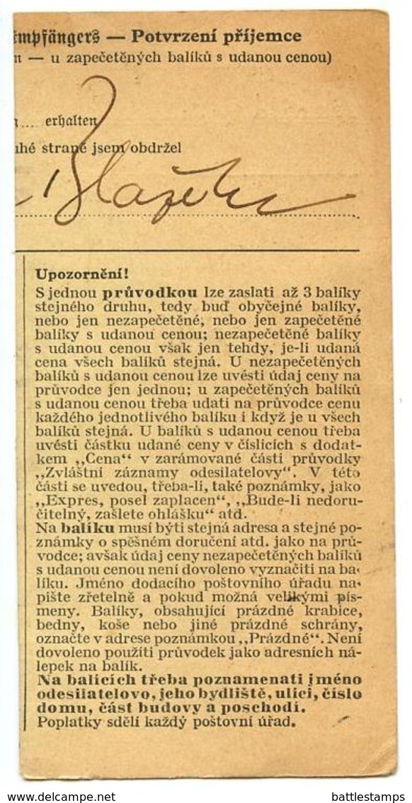 Czechoslovakia Bohemia & Moravia 1942 Parcel Card Čtyři Dvory / Vierhöf - Brieven En Documenten