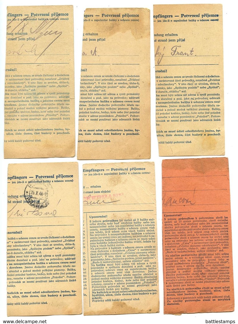 Czechoslovakia Bohemia & Moravia 1942/1944 11 Parcel Cards, Hitler Stamps - Briefe U. Dokumente