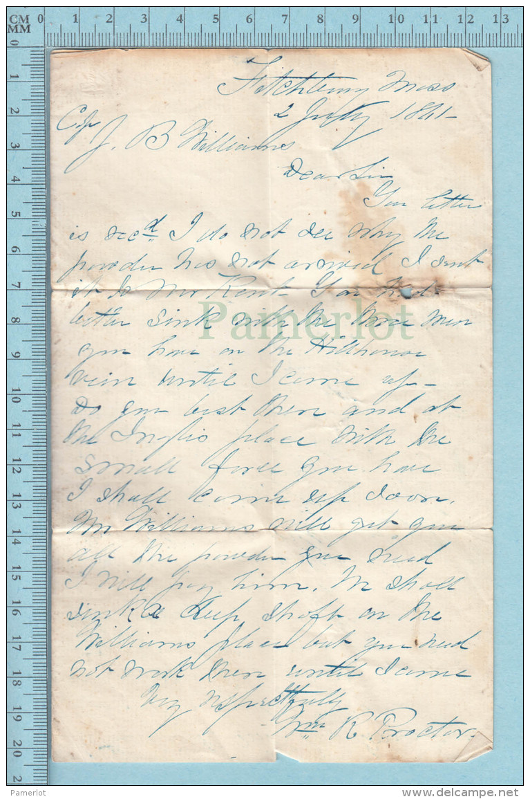 Exibit, 1863 - Vintage  Letter With Watermark From  To Captain J. B. Williams - Documents Historiques