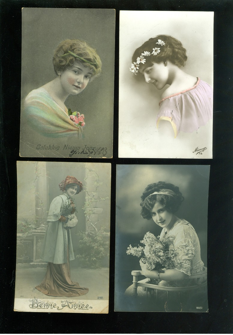 Beau lot de 60 cartes postales de fantaisie femmes femme   Mooi lot van 60 postkaarten fantasie vrouwen vrouw - 60 scans