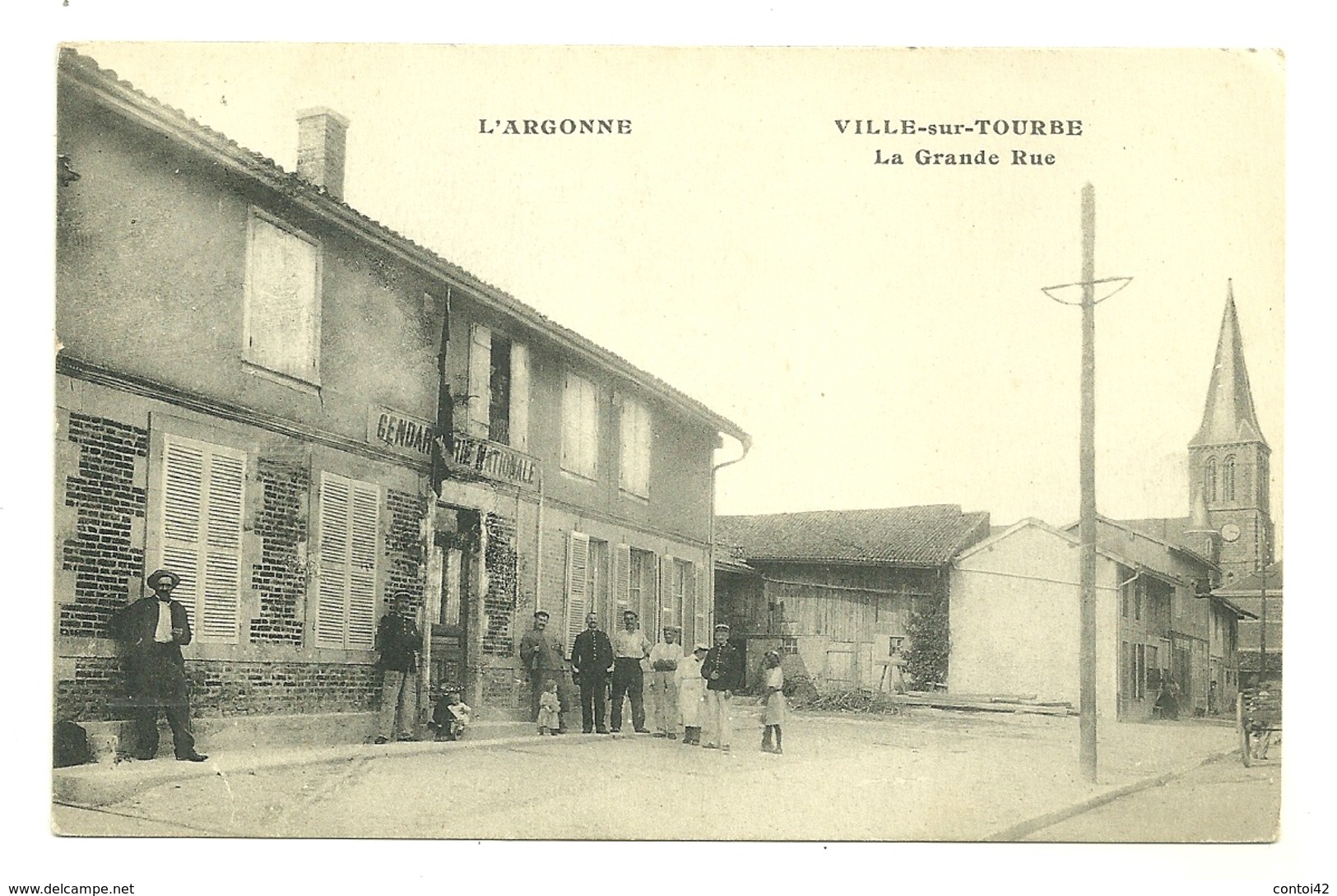 51 VILLE SUR TOURBE LA GRANDE RUE GENDARMERIE NATIONALE ARGONNE MARNE - Ville-sur-Tourbe