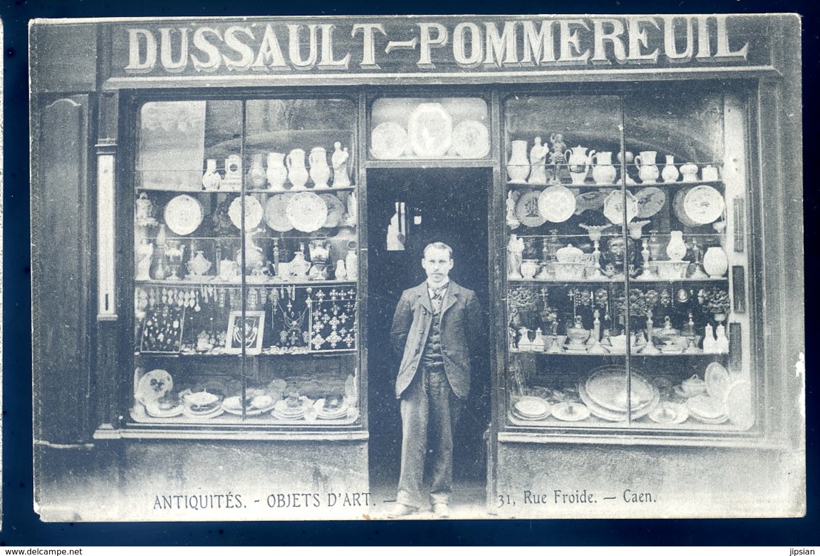 Cpa Du 14 Caen Devanture De Magasin Dussault Pommereuil Antiquités Objets D' Art 31 Rue Froide Caen     AVRIL18-28 - Caen