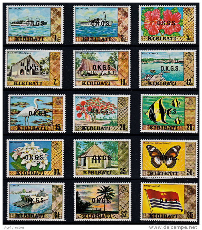 C0406 KIRIBATI 1981,  SG O11-O25  First Definitive Overprinted Official,  MNH - Kiribati (1979-...)