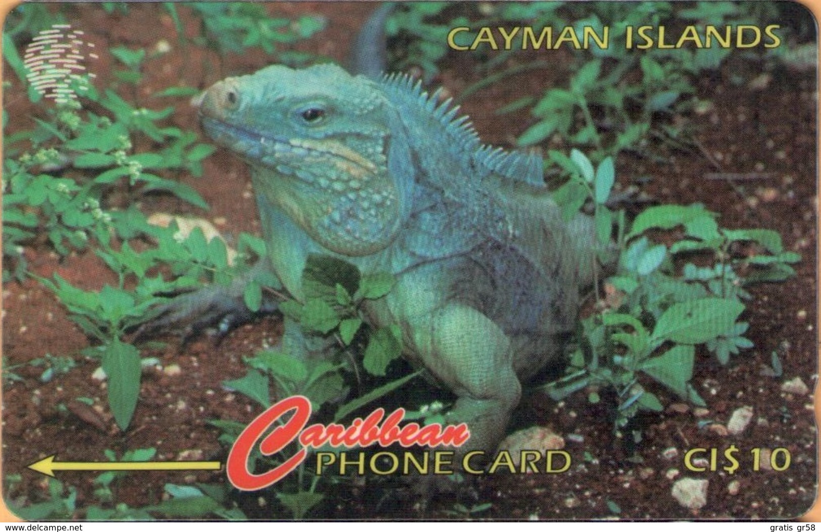 Cayman Island - CAY-13B, GPT, 13CCIB, Cayman Iguana, 10 $, 25.000ex, 1995, Used - Iles Cayman