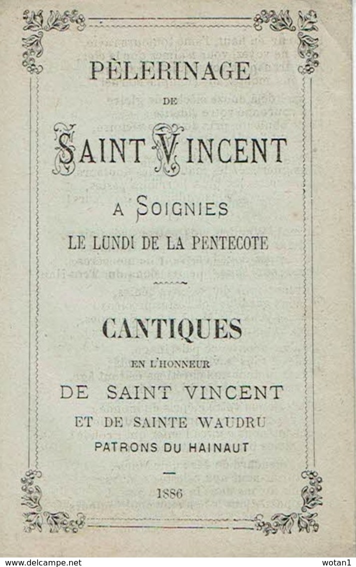 Pélerinage De SAINT-VINCENT à SOIGNIES Le Lundi De Pentecote (1886)Cantiques En L'honneur De St Vincent Et De Ste Waudru - Religion & Esotérisme