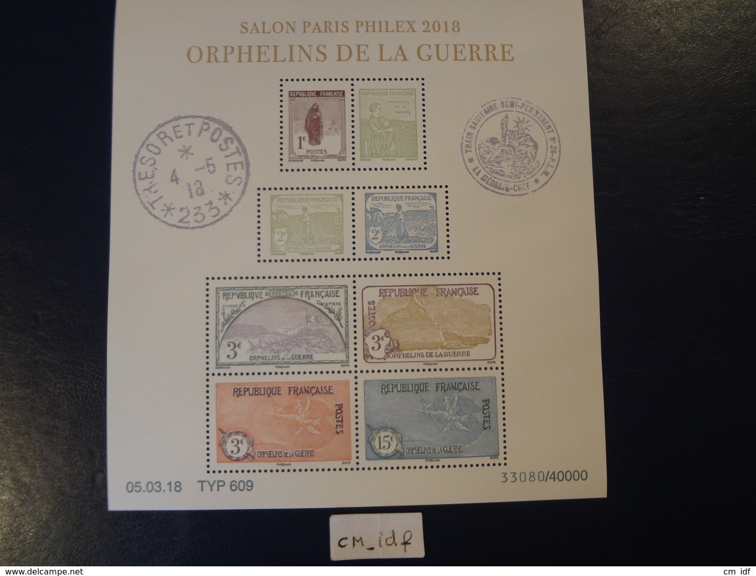 FRANCE 2018 BLOC FEUILLET SALON PARIS PHILEX 2018 ORPHELINS DE LA GUERRE AVEC NOTICE DATE 05.03.18 - Neufs