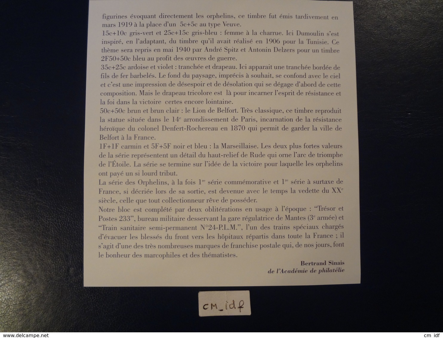 FRANCE 2018 BLOC FEUILLET SALON PARIS PHILEX 2018 ORPHELINS DE LA GUERRE AVEC NOTICE DATE 05.03.18 - Nuovi