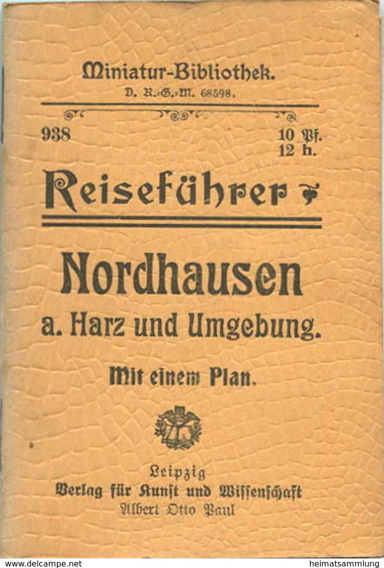 Miniatur-Bibliothek Nr. 938 - Reiseführer Nordhausen Am Harz Und Umgebung Mit Einem Plan - 8cm X 12cm - 54 Seiten Ca. 19 - Autres & Non Classés