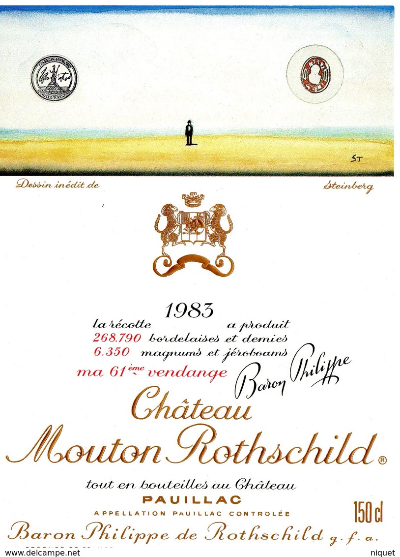 Étiquette  Mouton Rothschild 1992-75 cl 