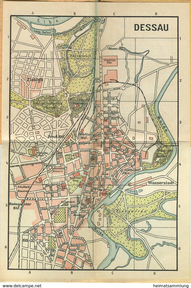 Miniatur-Bibliothek Nr. 939 - Reiseführer Dessau Und Umgebung Mit Einem Plan - 8cm X 12cm - 64 Seiten Ca. 1910 - Verlag - Other & Unclassified