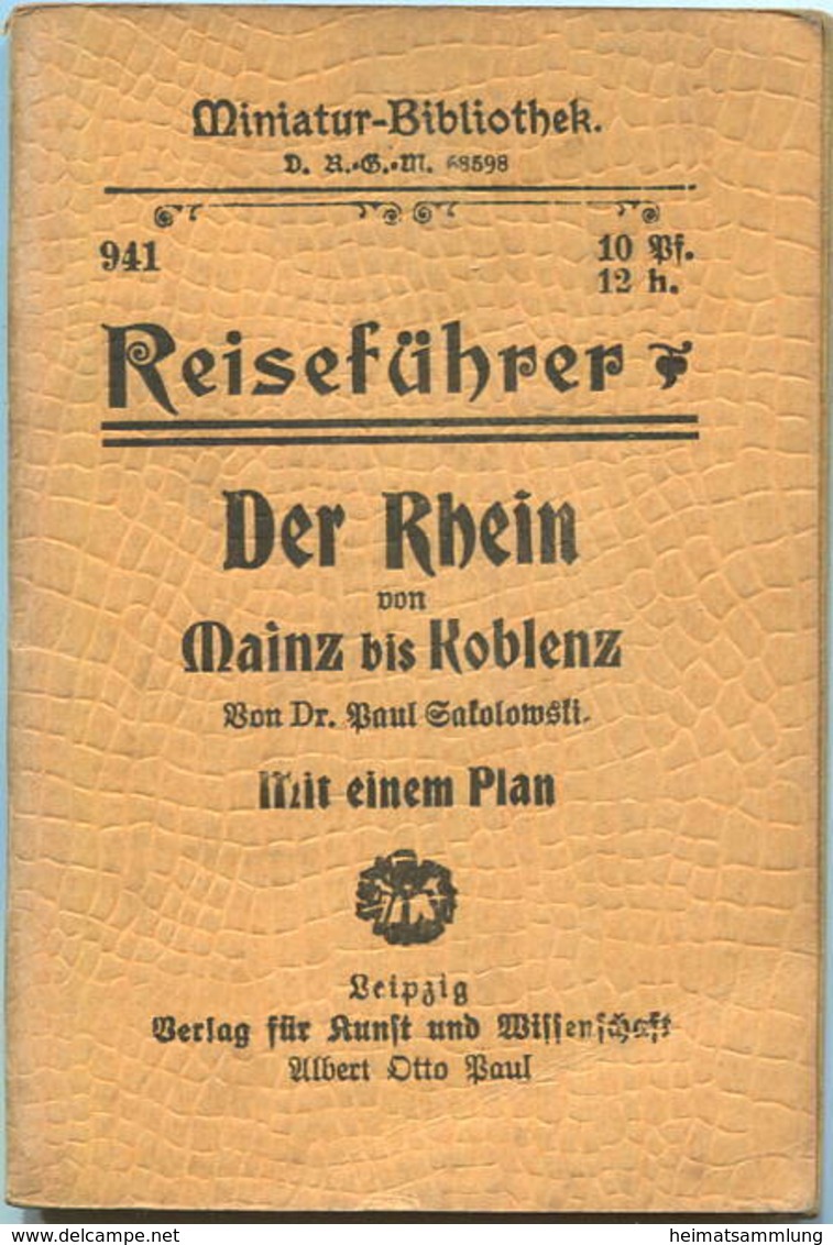 Miniatur-Bibliothek Nr. 941 - Reiseführer Der Rhein Von Mainz Bis Koblenz Von Dr. Paul Sakolowski Mit Einem Plan - 8cm X - Altri & Non Classificati