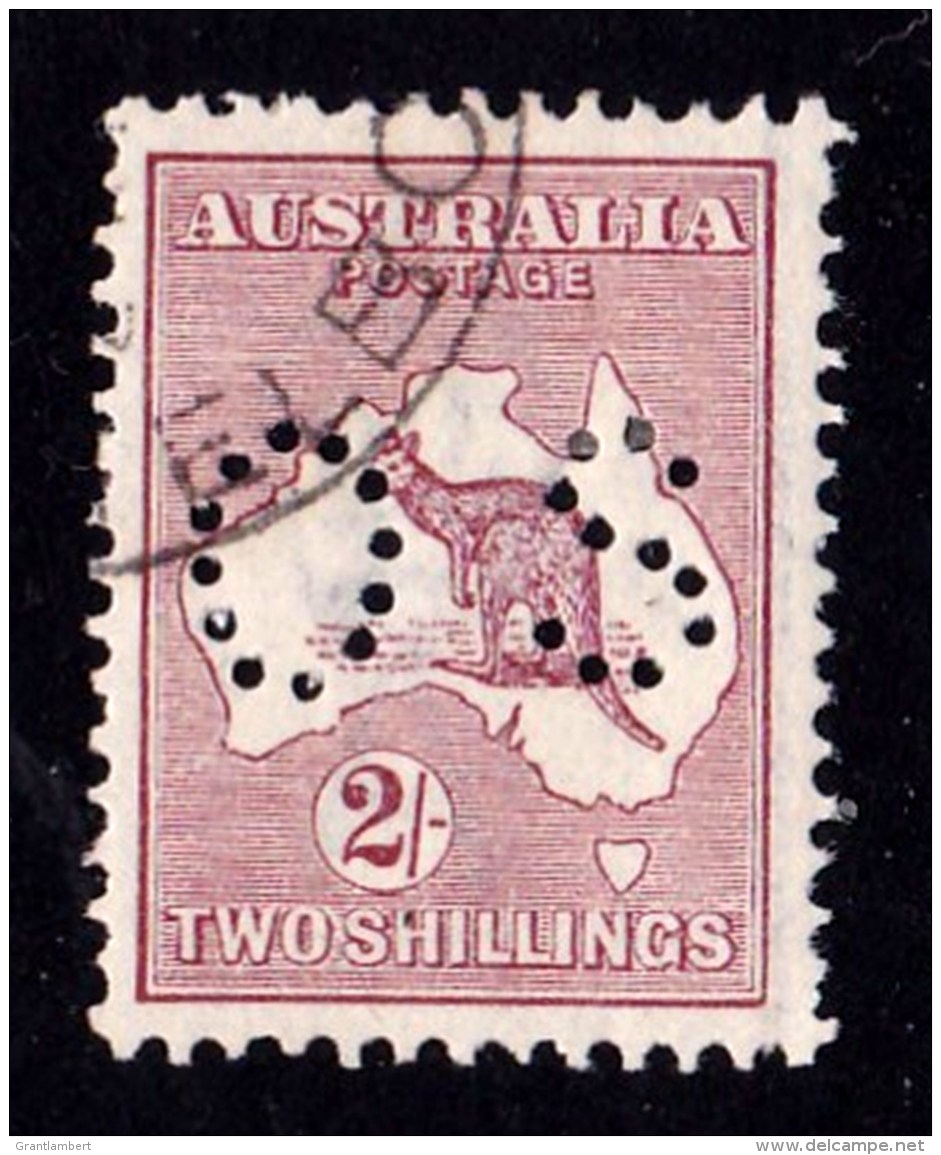 Australia 1924 Kangaroo 2/- Maroon Third Watermark Perf OS CTO - Used Stamps