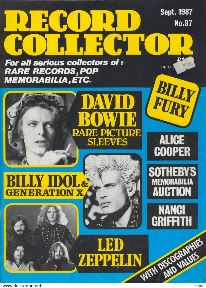 REVUE ANGLAISE RECORD COLLECTOR N° 97  De 1987 :   DAVID BOWIE   ETC ........... - Objets Dérivés