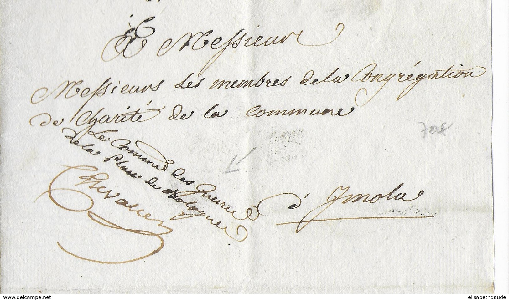 1813 - GUERRE ITALIE - LETTRE Du COMMISSAIRE Des GUERRES à BOLOGNE Avec RARE MARQUE FRANCHISE MANUSCRITE => IMOLA - Sellos De La Armada (antes De 1900)