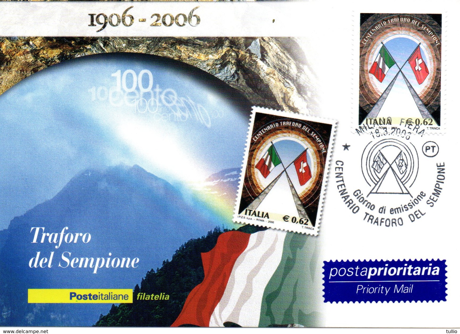 ITALIA 2006 TRAFORO DEL SEMPIONE  FIRST DAY CARD - FDC