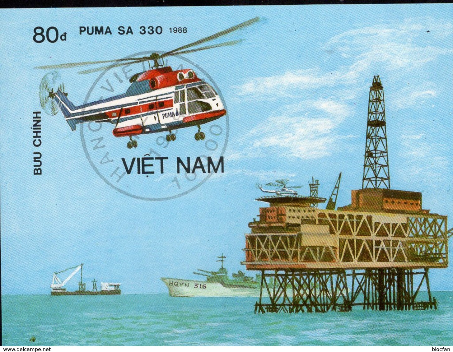 Imperforiert Hubschrauber Der Welt 1989 Vietnam Block 68 O 7€ Erdöl-Plattform Air Bloc Helicopter Sheet Bf Viet Nam - Vietnam
