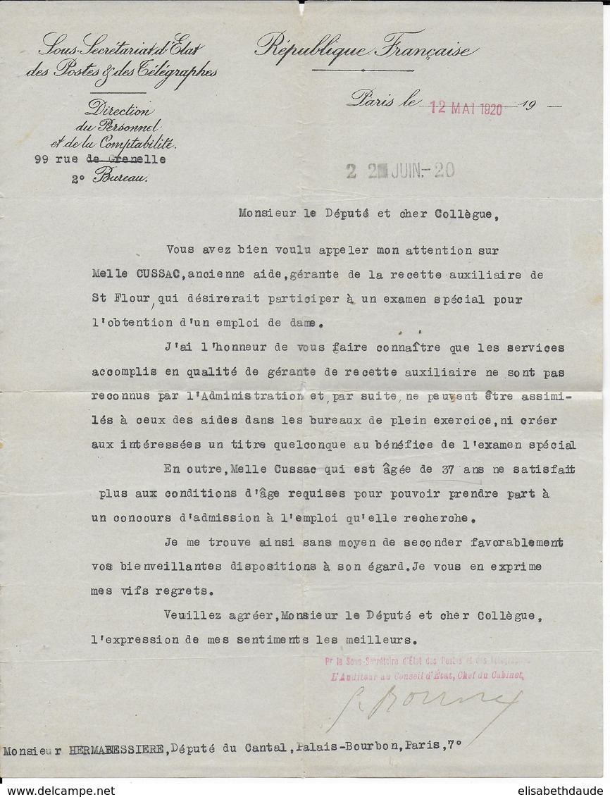 1904/1941 - SUPERBE ARCHIVE (20 LETTRES + PHOTOS + COUPURE JOURNAL) d'une GERANTE de POSTE à ST FLOUR (CANTAL) 11 SCANS