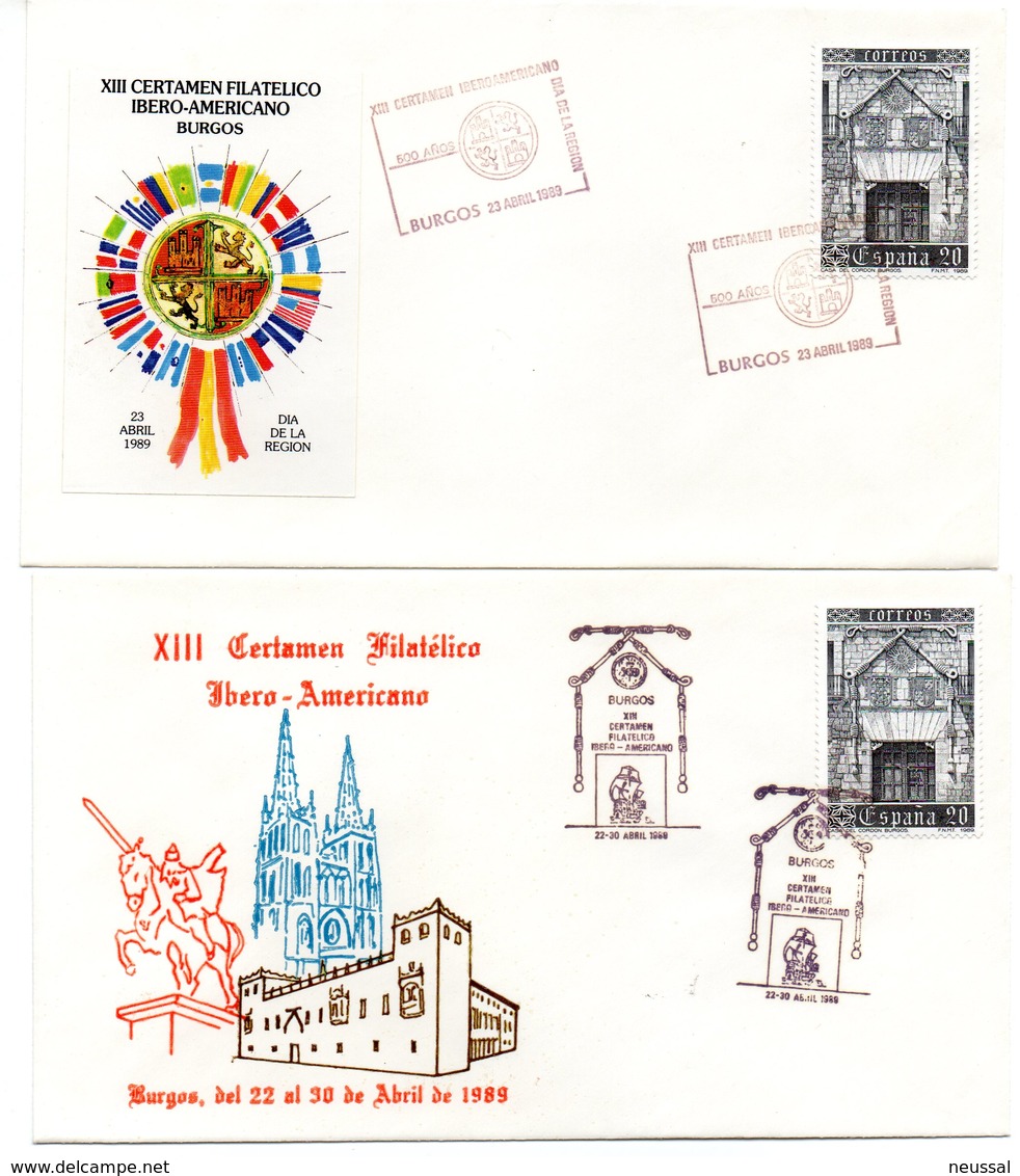 2 Cartas   Con Matasellos Commemorativo Certamen Iberoamericano De Burgos De 1989 - Cartas & Documentos